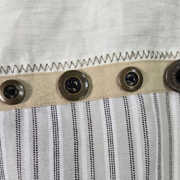 Coldwater Creek Linen Blend Cream Button Stripe Accent Blazer Preppy - Picture 6 of 9